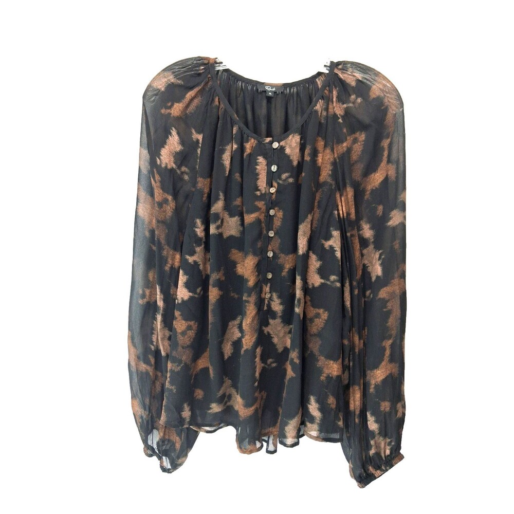 Rails Women's Long Puff Sleeve Sheer Fairy Romantic Cropped V-Neckline Top XL